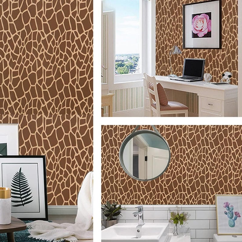 Waddllcor Brown Geometric Peel and Stick Wallpaper Decorative Self Adhesive Geometric Contact Paper Shelf Liner Countertop Cabinets Furniture Vinyl Film Sticker 17.7" x 117" - Image 5